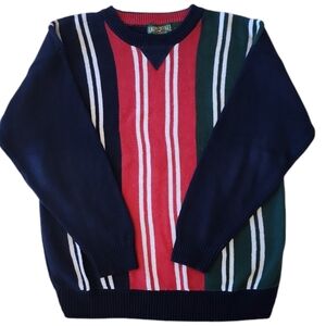 American Eagle Outfitters Vintage  Striped Multi-colorCrewneck Sweater Large